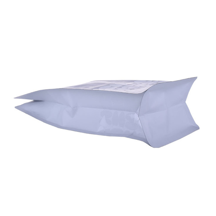 Sac de café à fond plat blanc personnalisé avec fermeture à glissière de poche