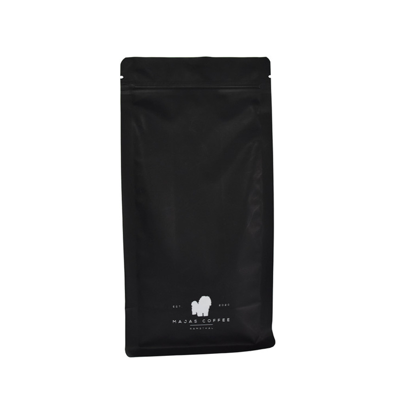 Meilleur prix biodégradable personnalisé à fond plat MATTE MATE BLACK Sacs de café