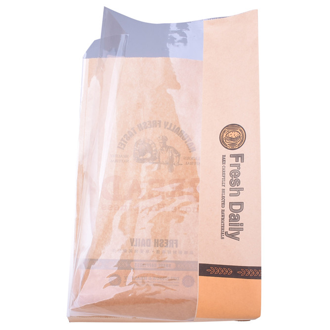 Sac en papier de logo personnalisé Certifié FSC avec fenêtre claire pour emballer le pain