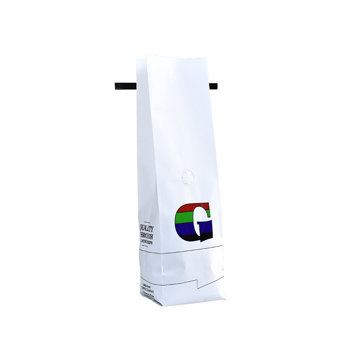 OEM Finale brillante Zip Lock Plastic Gusteted Cellophane White Coffee Bag