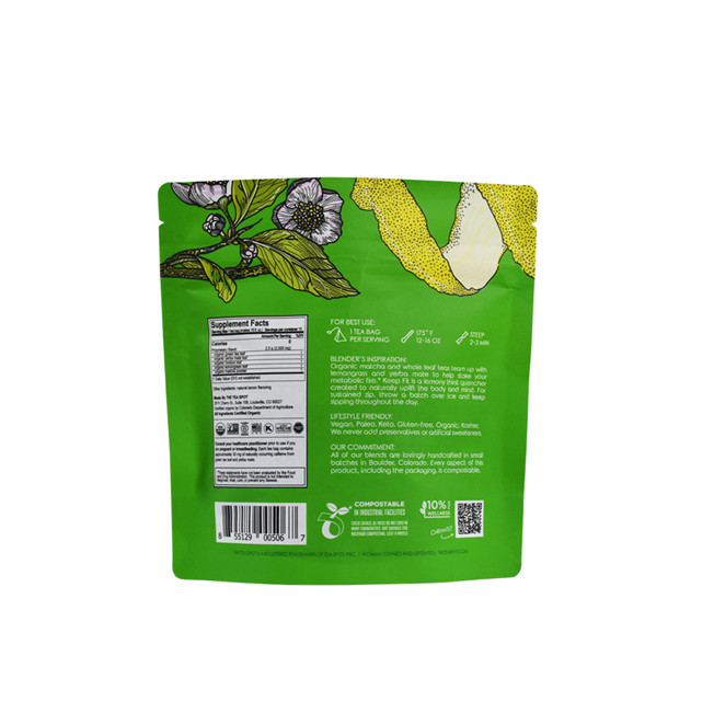Matériau laminé Matte Finition Excellente qualité Food Ziplock Packaging TEA SAG