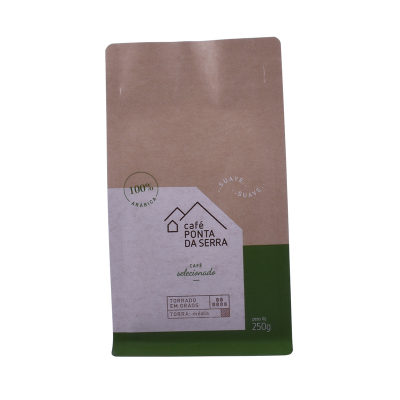 Foil en aluminium Sacs d'emballage de grains de café à fond plat avec soupape et ziplock