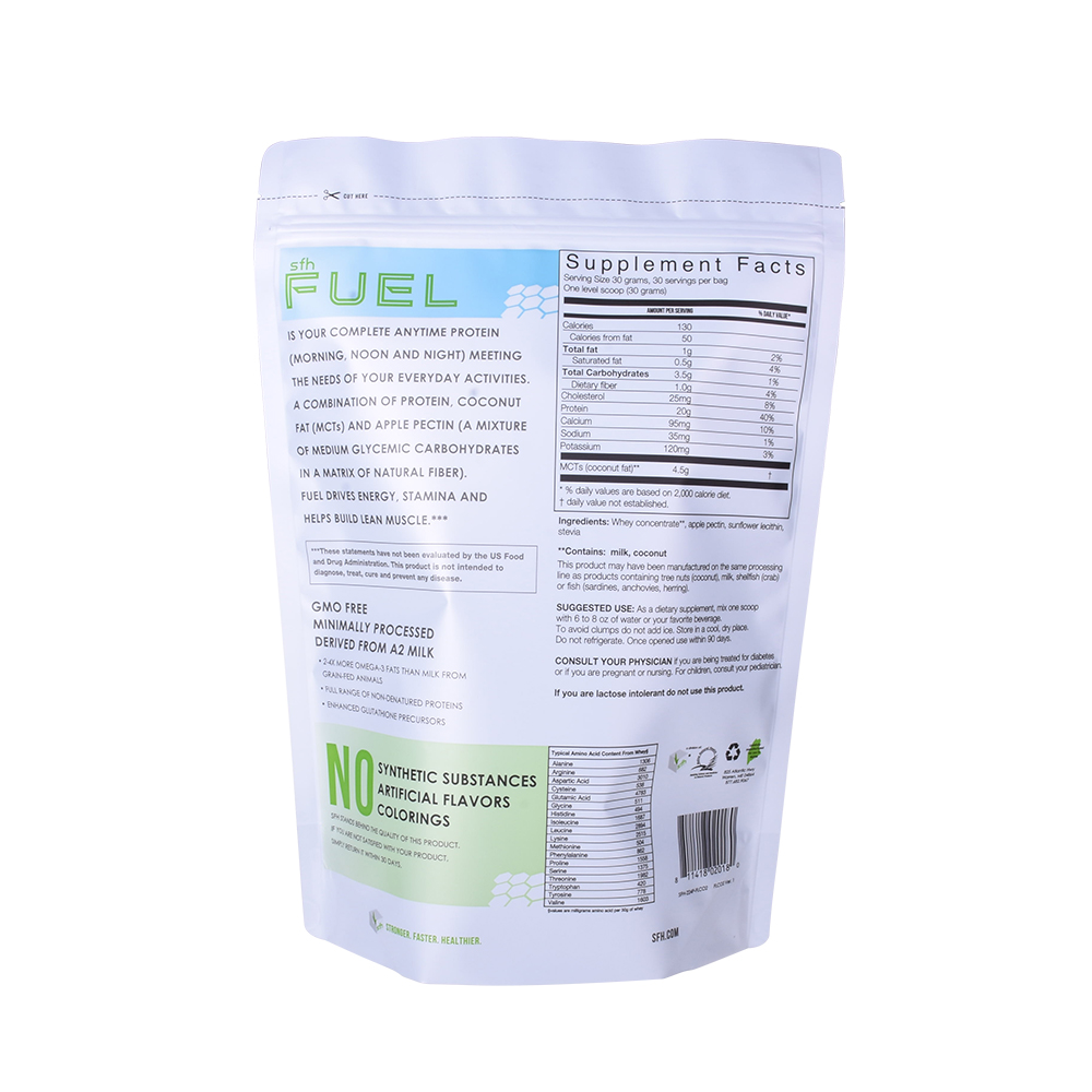 Emballage de barre protéique reclosable en papier aluminium laminé