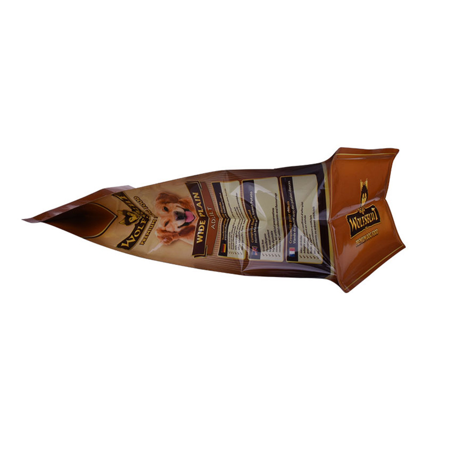 Sacs de nourriture pour animaux de compagnie en bas de boîte personnalisés avec zip sur les sachets d'emballage d'excellente qualité d'excellente qualité