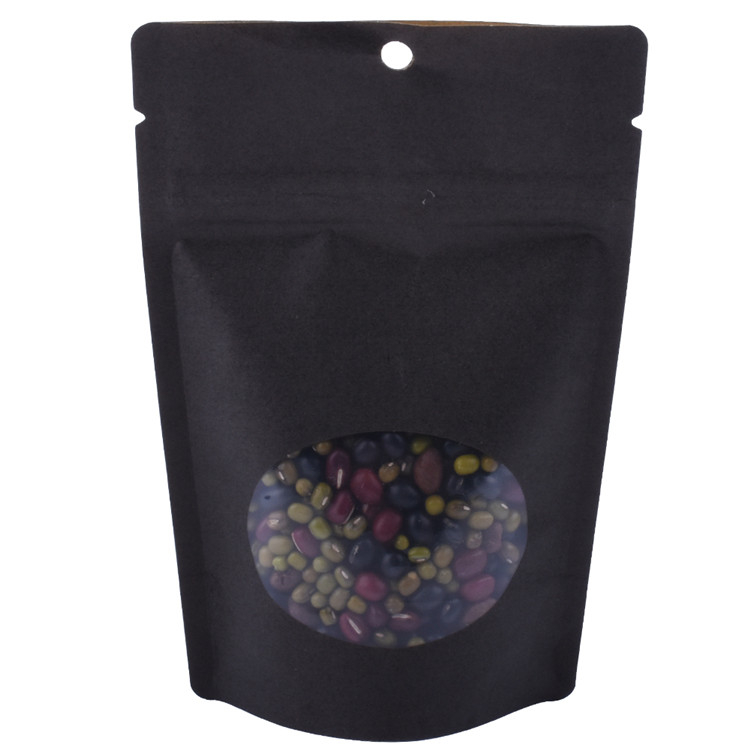 Accueil Sac de poche d'emballage de collation en papier kraft compostable avec fenêtre pour noix