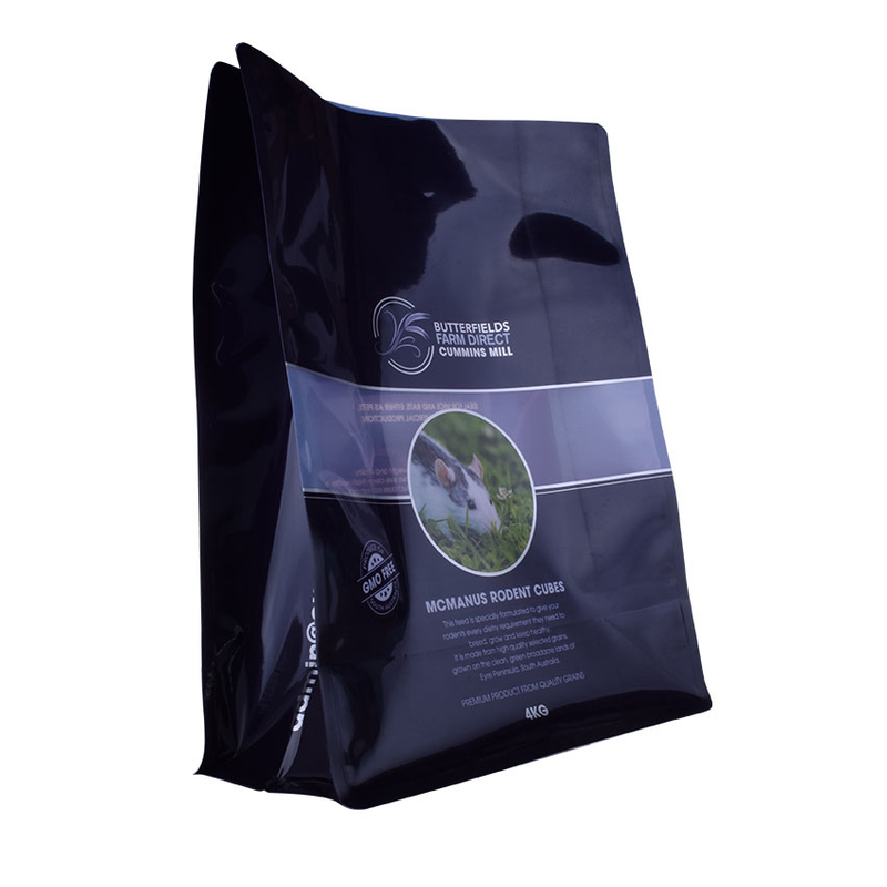 Sac d'alimentation pour hamster de volaille à fond de bloc flexible noir brillant personnalisé