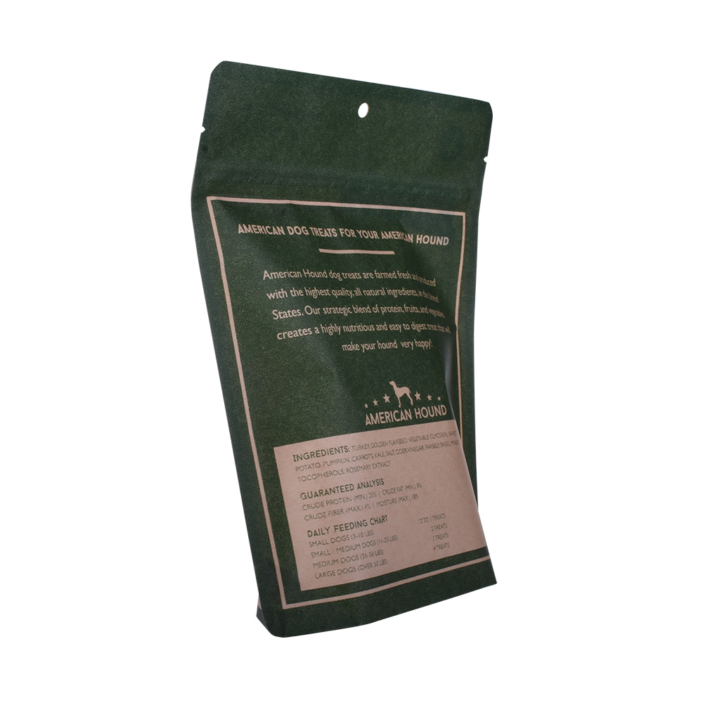 Sac de stand-up de friandises pour chiens de bœuf séchées en papier kraft à fermeture à glissière personnalisée
