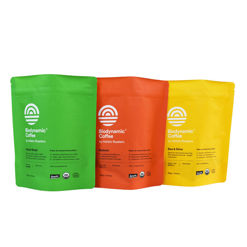 Feuille d'aluminium laminée en plastique biodégradable vs sac d'emballage personnalisé dégradable sac à café à vendre