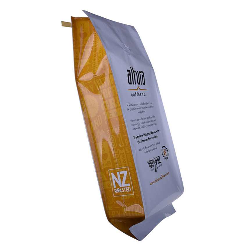 Sac en plastique de matériau laminé à la vente chaude avec gusset Biodégradable Plastic Companies White Coffee Bag