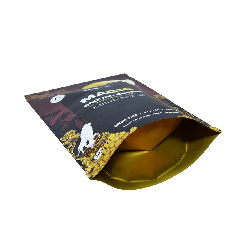 Collations en papier à imprimé personnalisées en compostage d'emballage stand up pochen fournisseur de café tampon