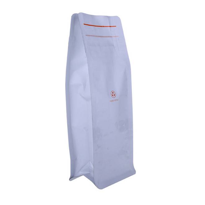 Sac à café Kraft blanc à bas prix avec logo d'estampage chaud en fond de bloc