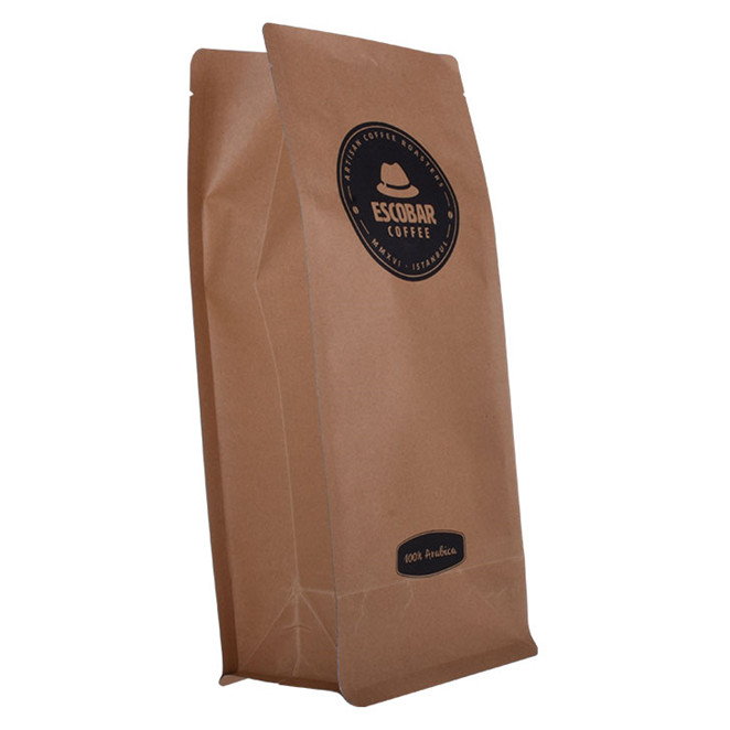 Sac à café d'impression en papier kraft personnalisé en sac à fond carré