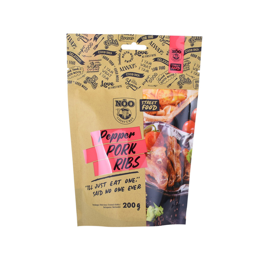 Conception créative de l'éco-convial Brown Paper Stand Up Food Packaging Bag Wholesale