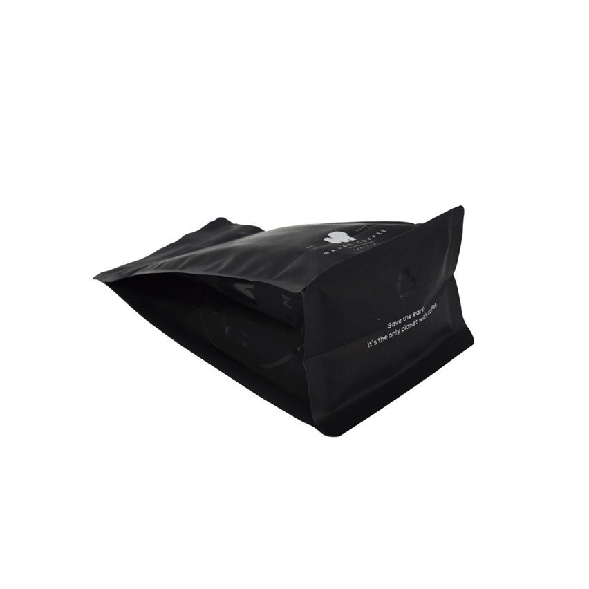 Meilleur prix biodégradable personnalisé à fond plat MATTE MATE BLACK Sacs de café