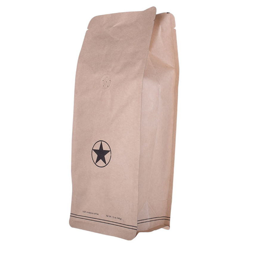 Logo personnalisé Zip Lock Flat Bottom Kraft Paper Coffee Bag Wholesale
