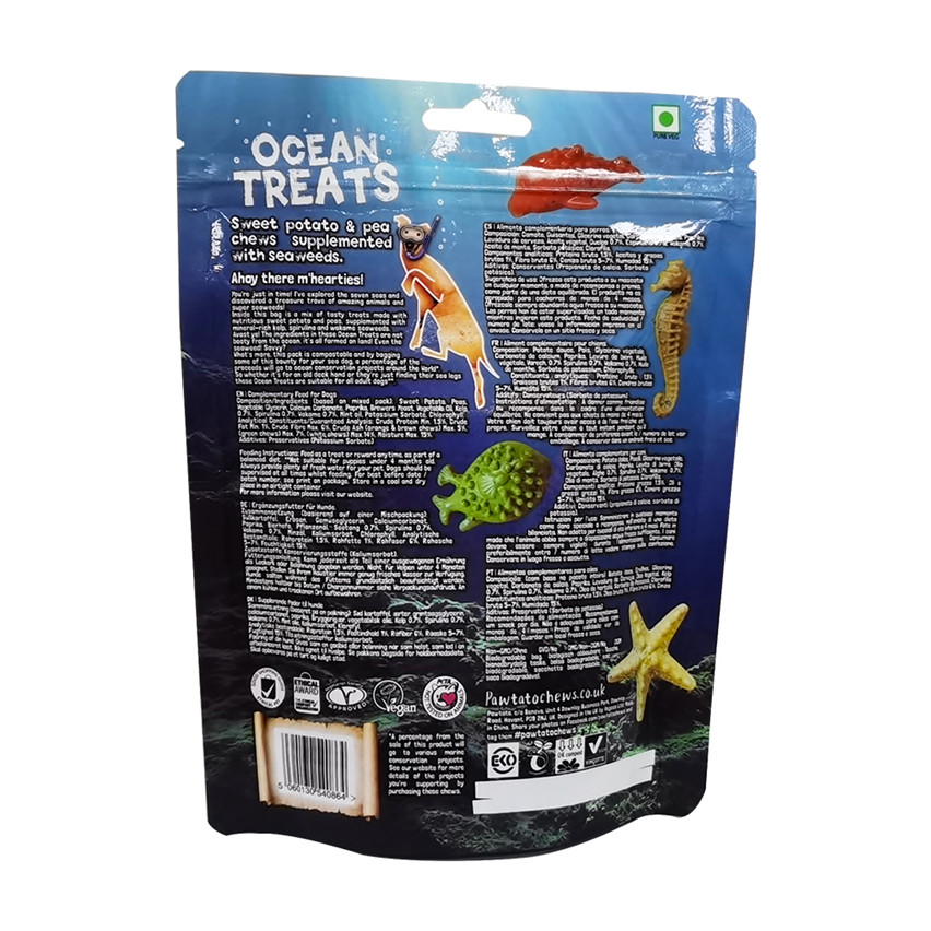 Logo personnalisé Eco personnalisé Sustainable Stand Up Pet Food Packaging Sacs Wholesale