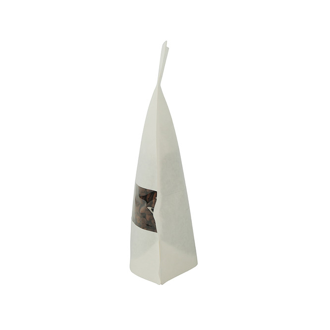100 matériaux en papier kraft blanc biodégradable stand up emballage avec fenêtre transparente
