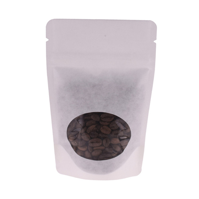 Compostable White Kraft Coffee Ziplock Bag Dypack Biobed