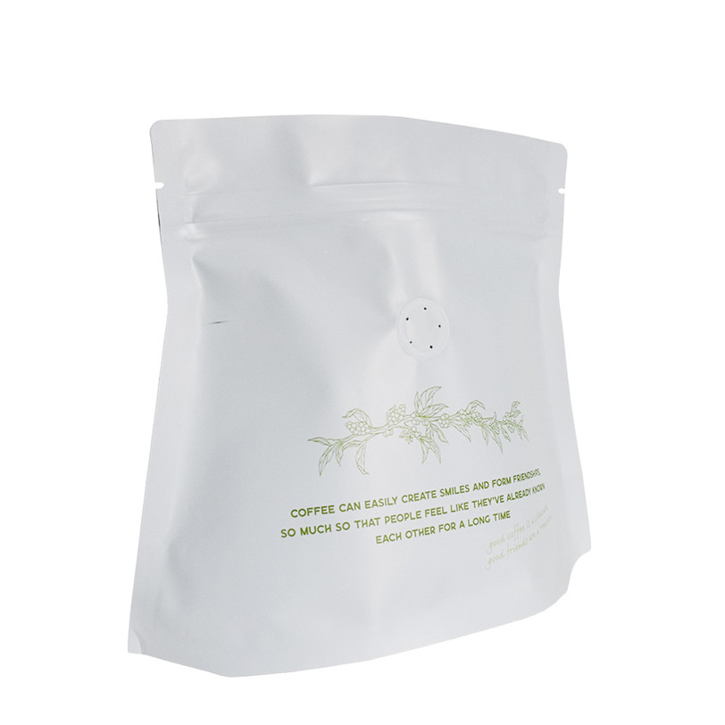 Sachets zip-lock de café debout compostables blancs