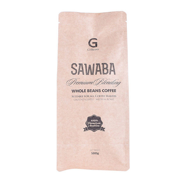 Valve de sac de café à fermeture éclair supérieure standard naturelle