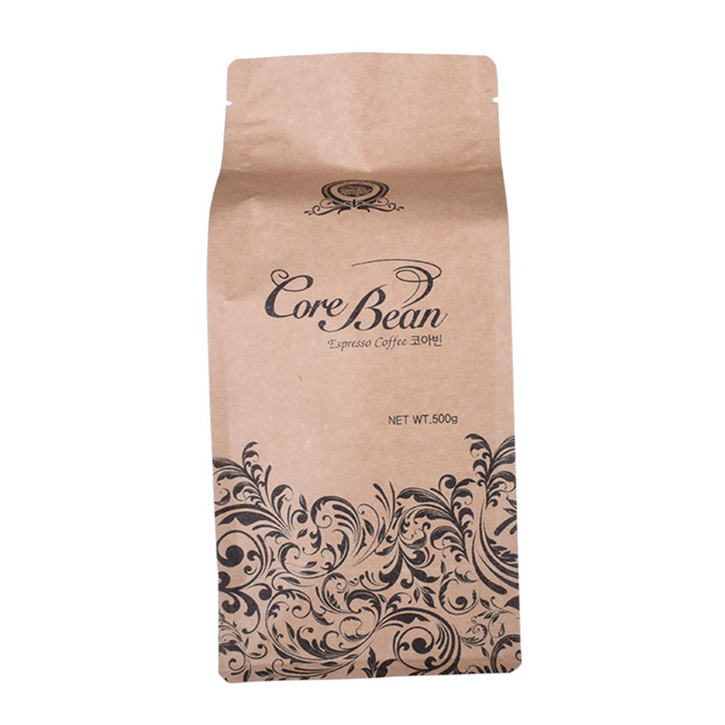 Logo personnalisé Ziplock Flat Bottom Kraft Paper Coffee Bag Wholesale