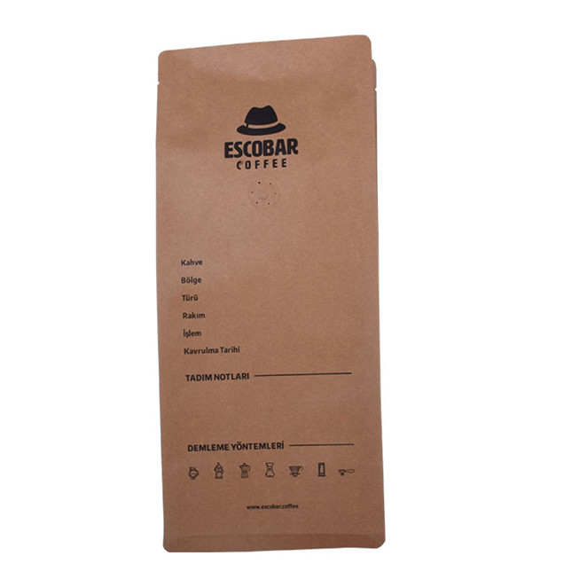 Sac à café d'impression en papier kraft personnalisé en sac à fond carré