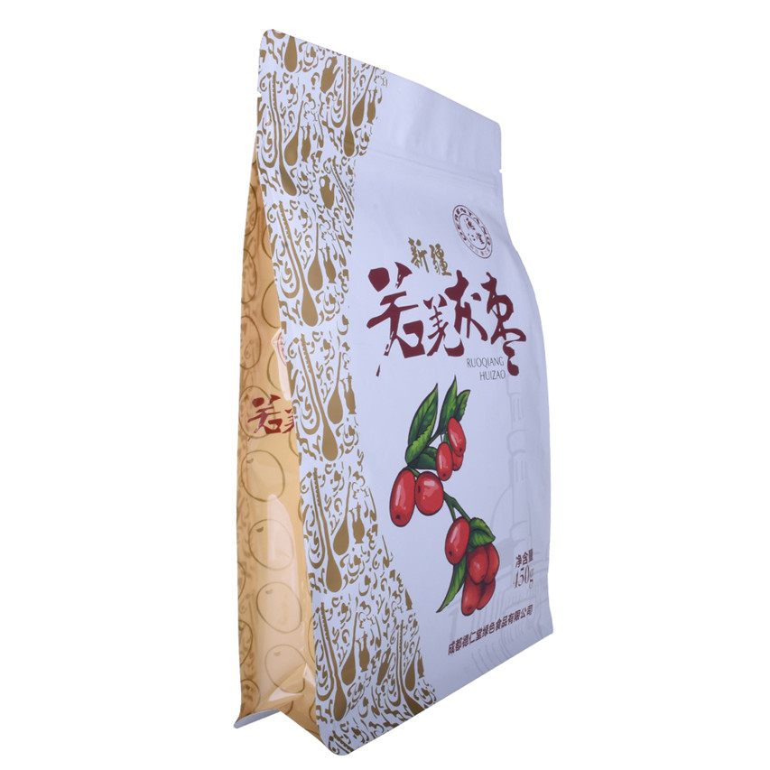 OEM Varnishing Zipper Flat Bottom Sachets Compostable Food Sac Custom Nutts Sac