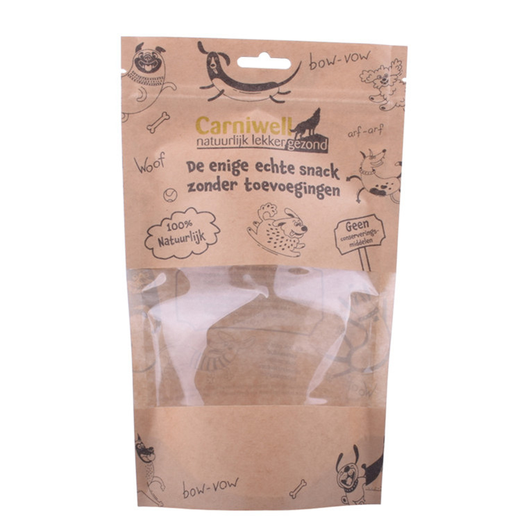 Sac d'alimentation en papier kraft de joint ziplock de ziplock refermable avec fenêtre transparente