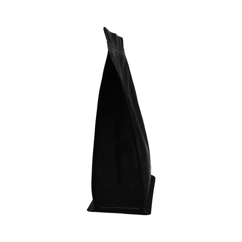Meilleur prix biodégradable personnalisé à fond plat MATTE MATE BLACK Sacs de café