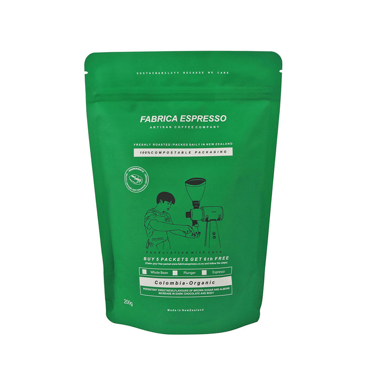 Imprimer personnalisé Matériau Latiné Coffee Stand Up Plastic Sac avec soupape
