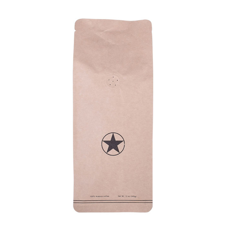 Logo personnalisé Zip Lock Flat Bottom Kraft Paper Coffee Bag Wholesale