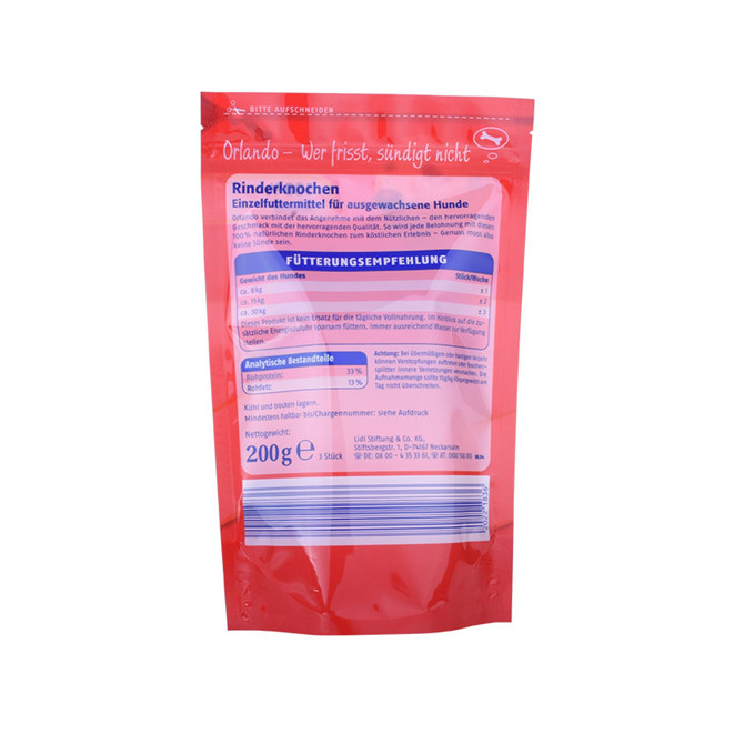 Custom Wiste Dog Treat Emballage Zipped Dypack avec scellage de chaleur