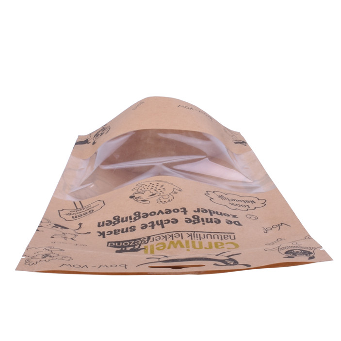 Stand Up Brown Kraft Zip Lock Emballage pour animaux de compagnie avec fermeture à glissière 