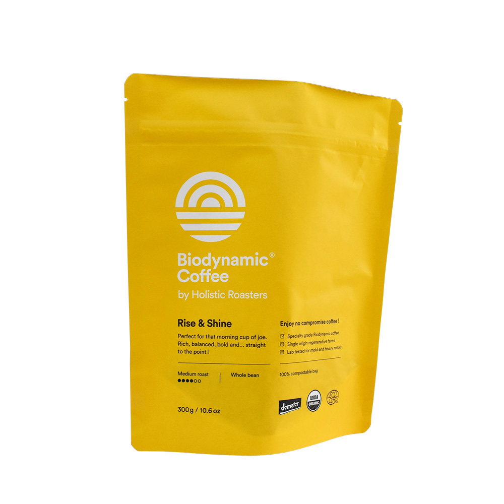 100% naturel entièrement personnalisé Corn Starch Biodégradable Sac Kraft Paper + PLA