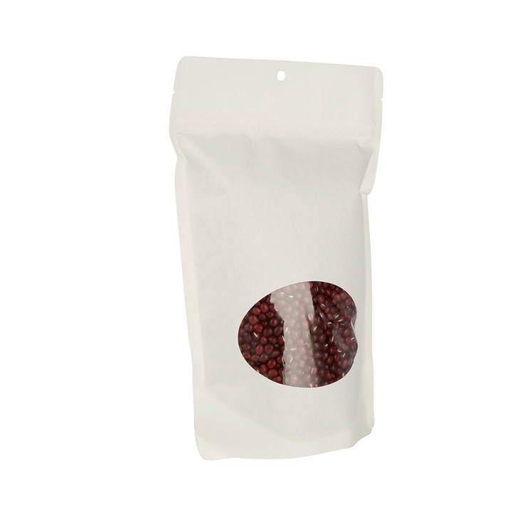 Sacs d'emballage refermables en kraft blanc de 8 onces