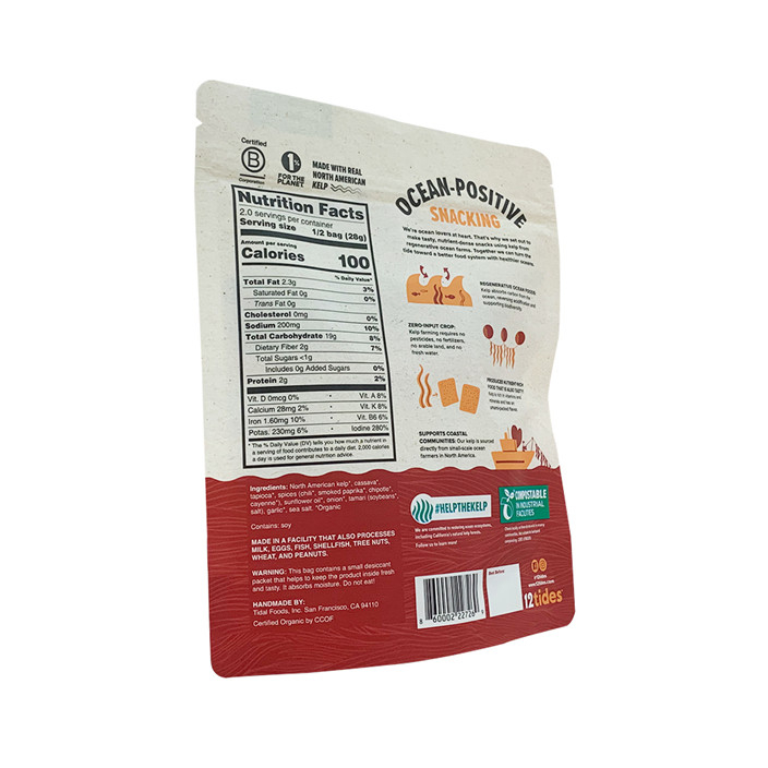 Sac de collation à biscuits composés 100% durable avec fermeture à glissière par personnalisation