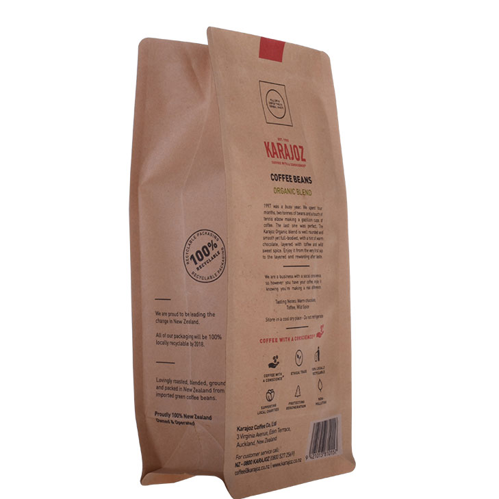 La coutume écologique a imprimé 100 sacs de café compostables en papier kraft en gros
