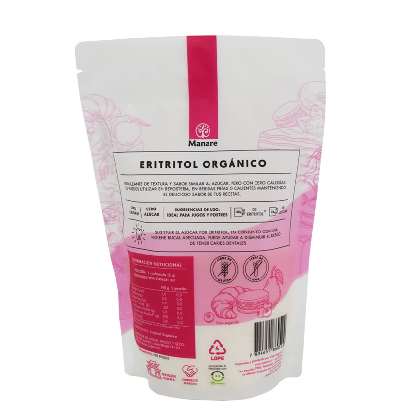 Grade alimentaire Latiné Transparent en plastique bio-basé Sac d'emballage flexible