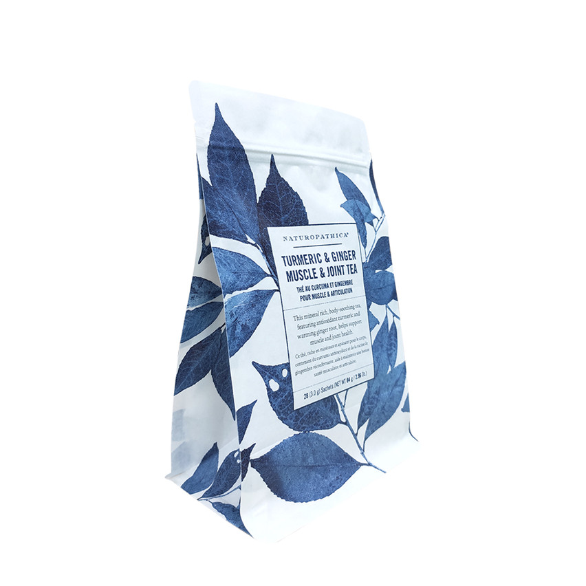 Design créatif éco convial des sacs d'emballage à thé ziplock inférieur à fond plat durable durable