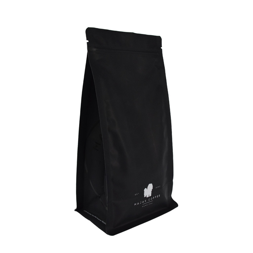 Meilleur prix biodégradable personnalisé à fond plat MATTE MATE BLACK Sacs de café