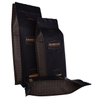 Sacs de café noirs en papier kraft personnalisés avec soupape dans un sac à fond plat