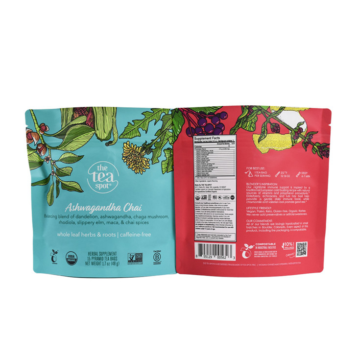 Matériaux recyclables d'emballage pochet biodégradable aliments à sac vide thé