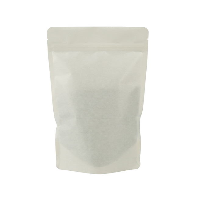 100 matériaux en papier kraft blanc biodégradable stand up emballage avec fenêtre transparente