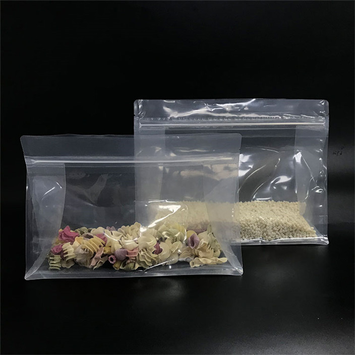 Emballage durable en plastique recyclé transparent sac à glissière USA dans un sac à fond plat