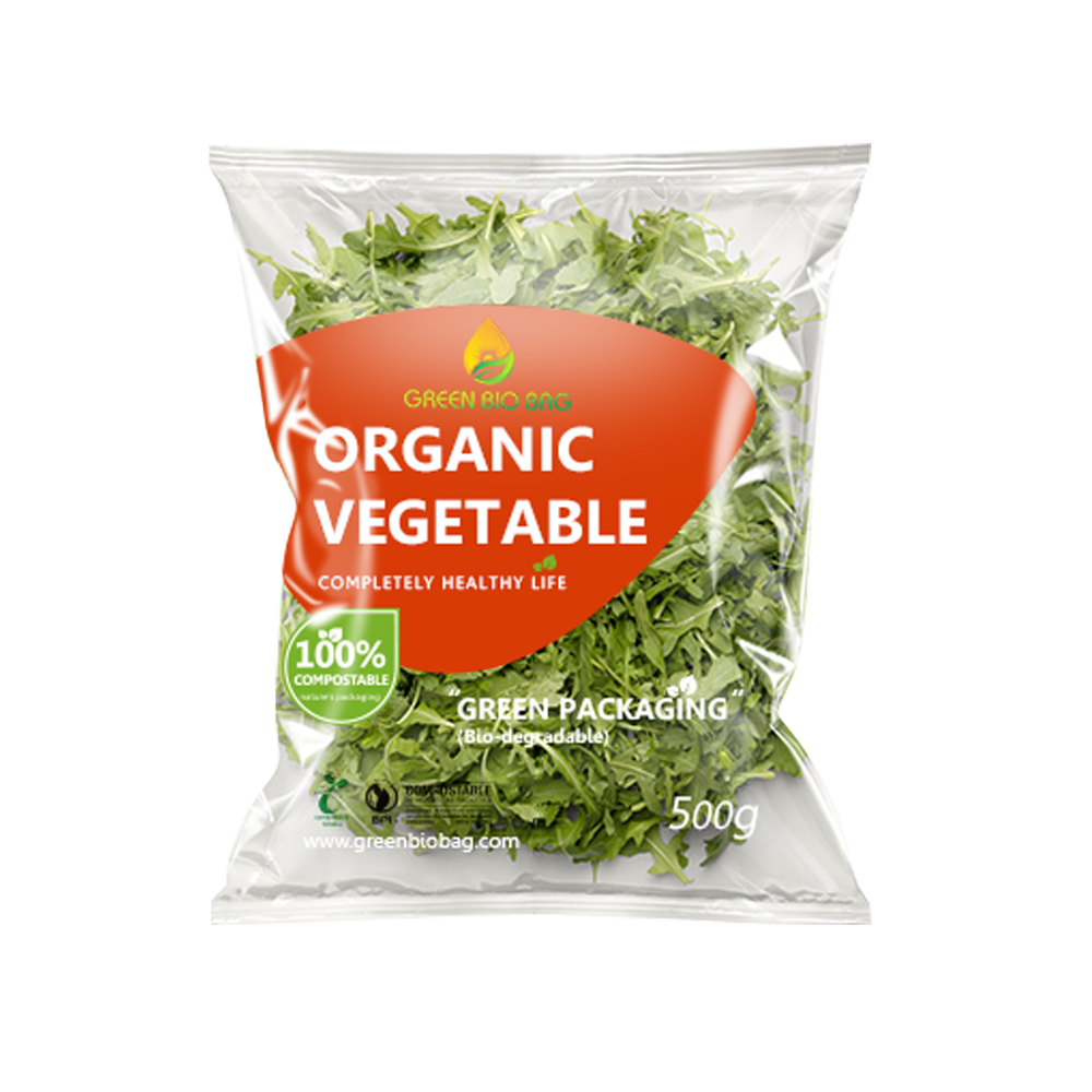 Sacs d'emballage de salade biodégradables clairs et écologiques compostables