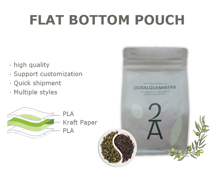 Eco Friendly Home Compostable Kraft Paper Tea Emballage Sac UK