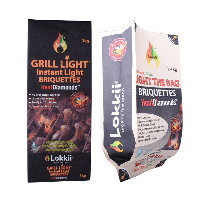 Sac en papier kraft à charbon à charbon composé avec gousset latéral